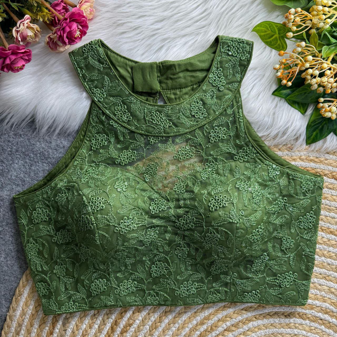 High Neck Designer Net Blouse
